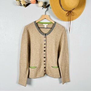 Sundance Tulla Merino Wool Button Front Cardigan Boho Size Large